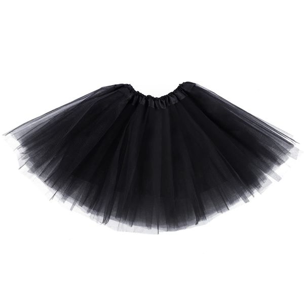 kuou Black Tutu Skirt, Layered Tulle Dance Skirts for Kids Girls Dance Birthday Princess Party (Black), 2-8 Years