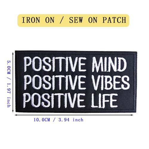 Funny Letters Positive Mind/Vibes/Life Iron On/Sew on Patch, Embroidered Patch Badge DIY Accessories for Hats Bags Clothes Jacket Jeans Dress Backpacks