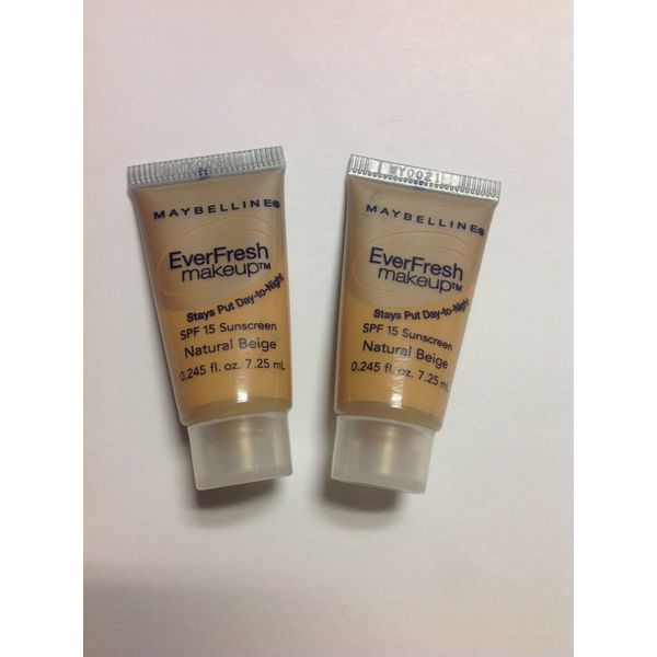 2 X TRAVEL SIZE Maybelline EverFresh Makeup Foundation ( NATURAL BEIGE ) NEW