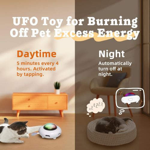 FOUR ANGELS Interactive Cat Toys for Indoor Cats, Automatic Kitten Toys, Moving Feather Kicker, Fun Exercise & Hair Removal Toy, USB Rechargeable