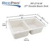 RecPro RV 27" X 16" Double Basin Undermount Kitchen Sink | Stonecase Material