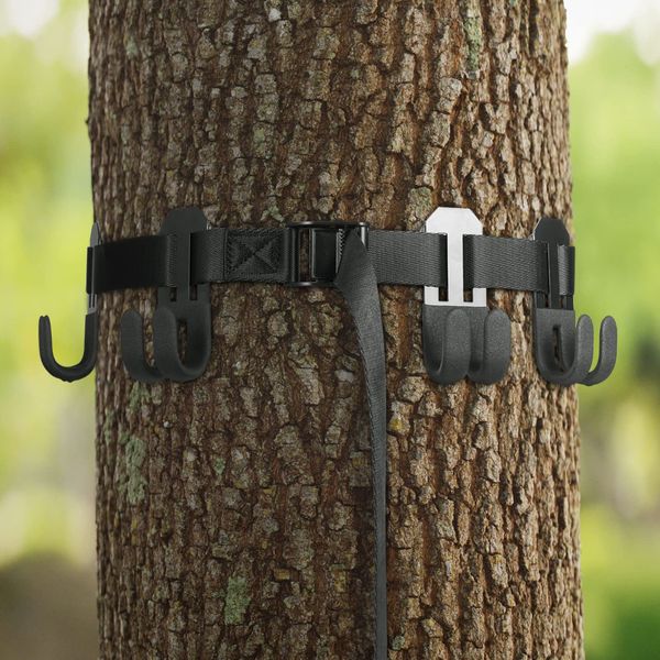 UIIHUNT Treestand Strap Multi-Hook Hangers: Hunting Gear Equipment Hanger with Metal Coated for Hunting Bow, Treestands Accessory Holder for Bow, Quiver and Tree Saddle Platform Accessories