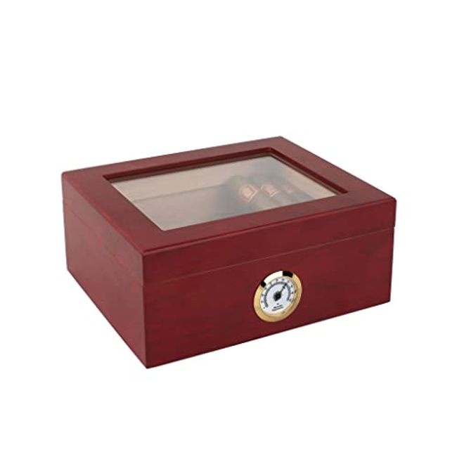 Mantello Cigars Humidors, Royal Glass-Top Cigar Humidor, Cigar Box for Up  To 50 Cigars, Cigar Humidors with Hygrometer & Divider