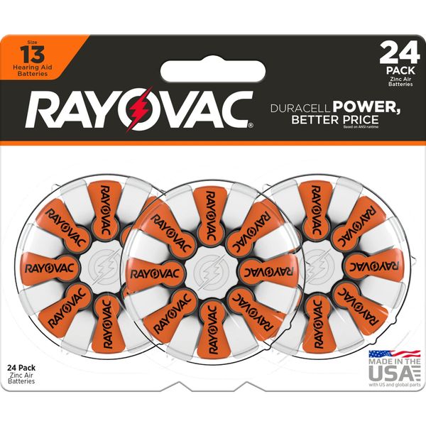 Rayovac Size 13 Hearing Aid Batteries, Hearing Aid Batteries Size 13, 24 Count