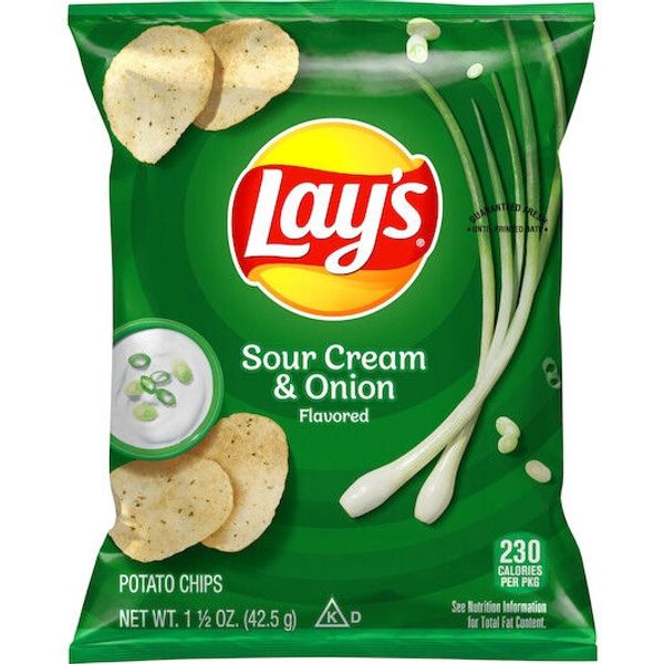 Lay's Sour Cream & Onion Potato Chips, 1.5 Ounce, 64 Per Case