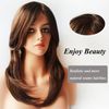 Auflaund Natural Straight Brown Wig Side Part Long Daily Use Hair Wigs with Natural Wave for Women Stunning Heat Resistant Fiber Hair Wig Up to 150 Degree (HST33#/30#)