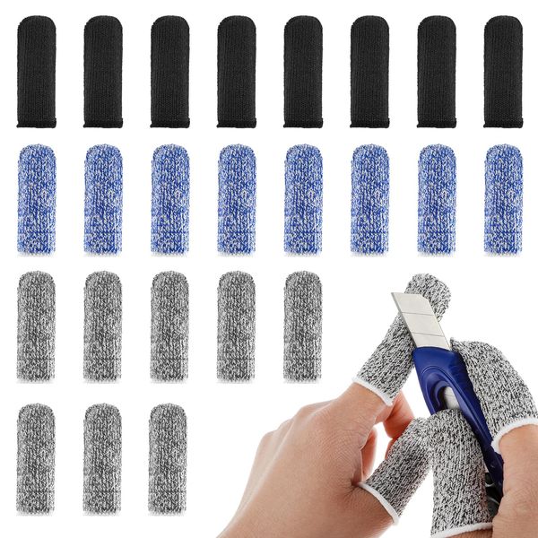 Ouligay 24Pcs Finger Cots Cut Resistant Finger Protectors Finger Gloves Thumb Protector Finger Sleeve Protectors for Garden, Kitchen, Work, Sculpture