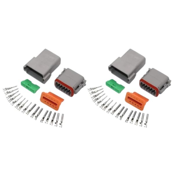 2pc 12 Pin Fits Deutsch Dt Series Multi Plug Waterproof Connector Kit