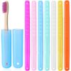90 Pack Travel Toothbrush Case Holder Bulk Breathable Portable Toothbrush Storage 7 Assorted Color Plastic Toothbrush Container for Home Outdoor Traveling Trip Camping, 8 x 1.2 Inch