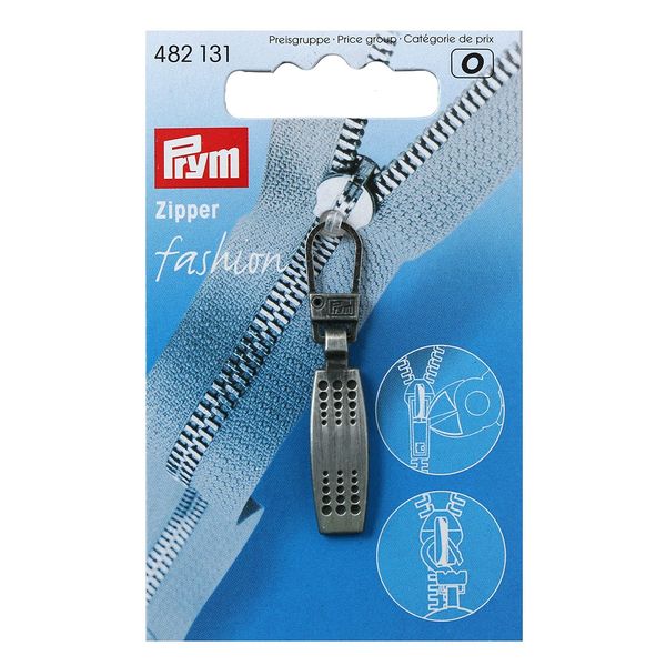 Prym Fashion Zipper pullers Metal Black Brushed, Matrix, Schwarz gebürstet, 1 Stück