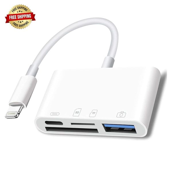 Lightning to SD Card Reader 4-in-1 Adapter for iPhone with USB OTG