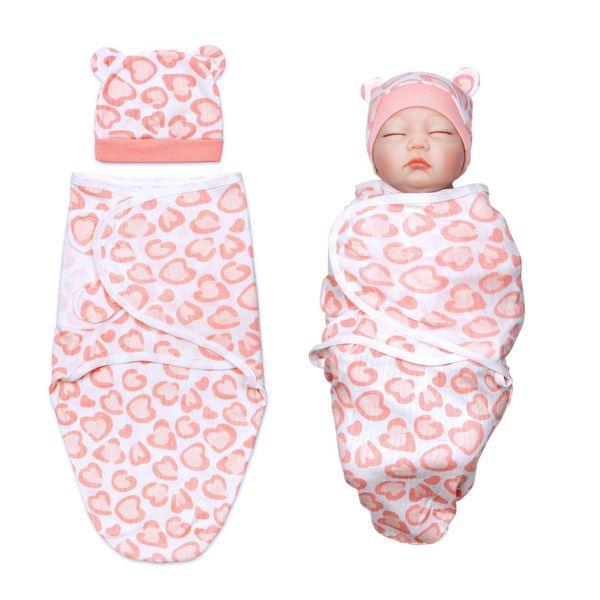 Reborn Baby Doll Swaddle Blanket 2-Pieces Blanket + Hat fit 17 - 22" Reborn Dolls Girl Newborn Dolls Clothes Accessories Bath Blanket