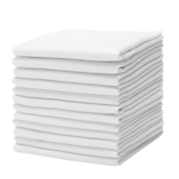 Causa Forcia Cotton Handkerchiefs for Men Thick Soft Turkish White Cotton, 12 Pack