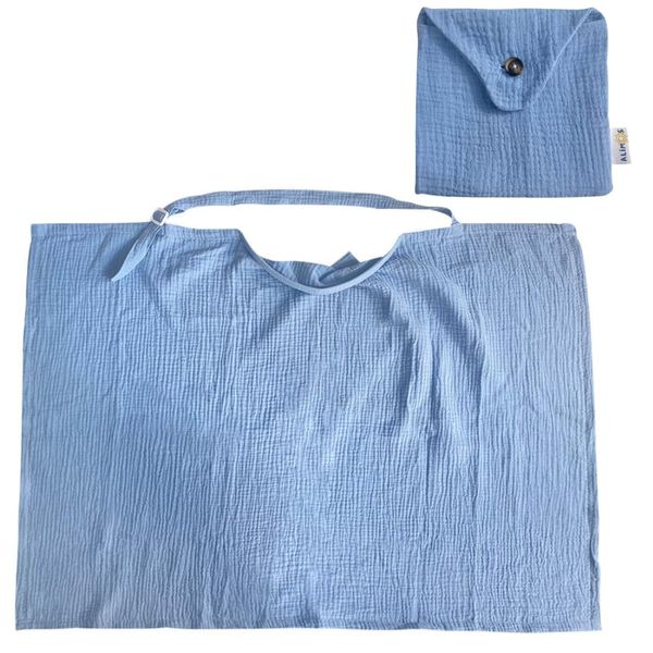 Alimos Breastfeeding Cover Up with Adjustable Strap - Boned Nursing Cover - Breathable & Lightweight - Stylish & Discreet incl Storage Bag (Blue)