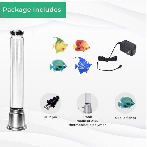 Shop LC Electric Bubble Tube Lamp with LED Color Changing Lights - Artificial Aquarium Night Light with Moving Fish - Sensory Gifts