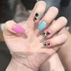 Kabwea 24 Piece Short Press on Nails, Artificial Summer Palm Nails