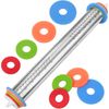 17 in Stainless Steel Adjustable Rolling Pin w/Thickness Rings for Baking