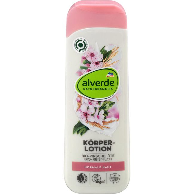 alverde NATURKOSMETIK Körperlotion Bodylotion Bio-Kirschblüte & Bio-Reismilch für normale Haut, 250 ml