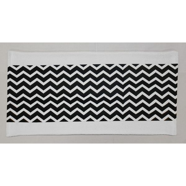 Black & White Chevron on White Terrycloth Bathmat