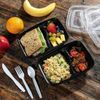 Reusable 32 oz Meal Prep Containers 2 Compartment W/ Lids 40 pack, base & lid