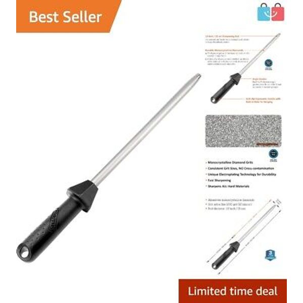 15-Inch Diamond Knife Sharpener with Safety Ring - 3-Year Service Guarantee