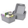Xeabia Plastic Weave Storage Baskets, Small Plastic Storage Baskets for Cupboard, Gray, 6 Packs