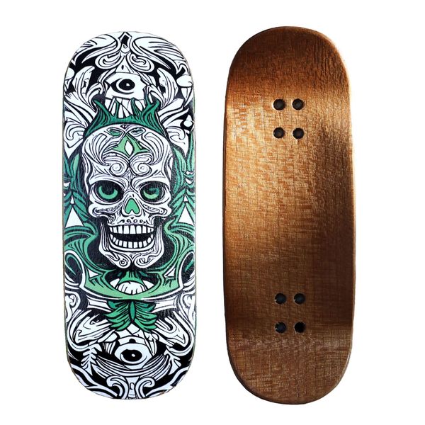 Noahwood Handmade Fingerboard Deck 97.5x35mm 5-Layer Color Maple Pro concave Creative Design Mini Skateboard (White fingersoul)