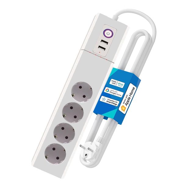Zauzau Matter Steckdosenleiste, Smart Mehrfachsteckdose WiFi Schnellladegerät funktioniert mit Alexa, Apple HomeKit und Google Home, mit zeitschaltuhr und Sprachsteuerung,16A