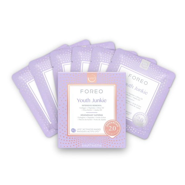 Youth Junkie Advanced Collection 2.0 UFO-Activated Facial Mask, Hydrating Facial, Antiaging, Beauty & Personal Care, Collagen & Olive Oil, All Skin Types, Dry skin with Wrinkles, 6 Pieces in pack