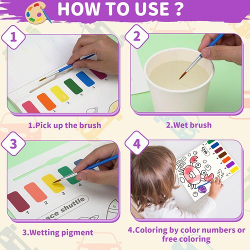 hapray Water Colouring Book for Children, Paint with Water Book for Kids, Watercolour Painting Set for Kids, Magic Book Arts kits Birthday Gift for Kids 3 4 5 6 (Princess)