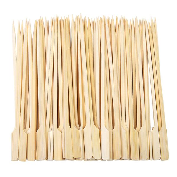 ANECO 100 Pieces Wooden Paddle Skewers Barbecue Wooden Skewers Cocktail Sticks for Barbeque, Kebabs, Burgers, Cocktails, Buffets Party