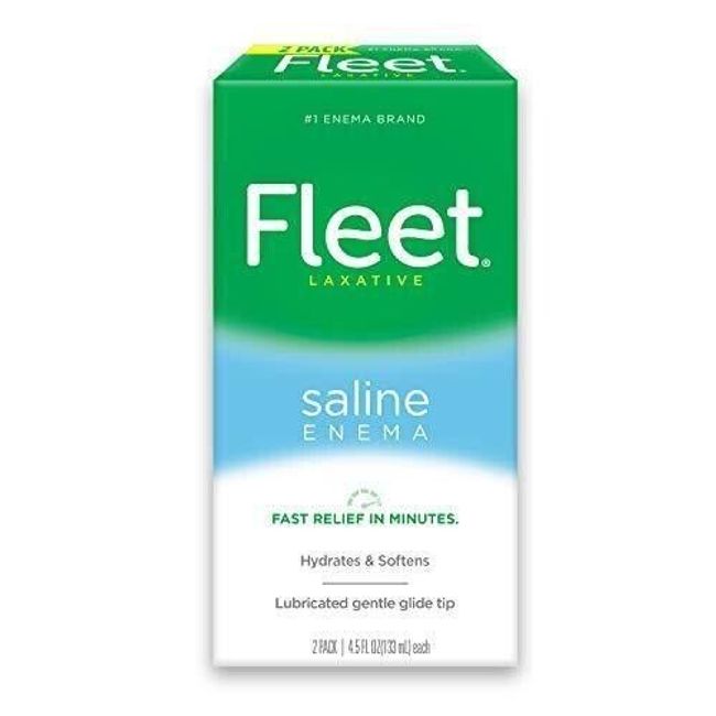 Fleet Laxative Saline Enema for Adult Constipation, 2 Bottles, 4.5 Fl Oz