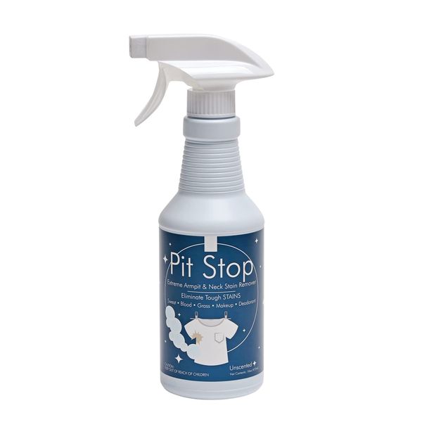 Pit Stop - Sweat Stain & Deodorant Stain Remover, Multi-Stain & Multi-Purpose Formulated Spray, Safe for All Fabrics - 16 Ounces