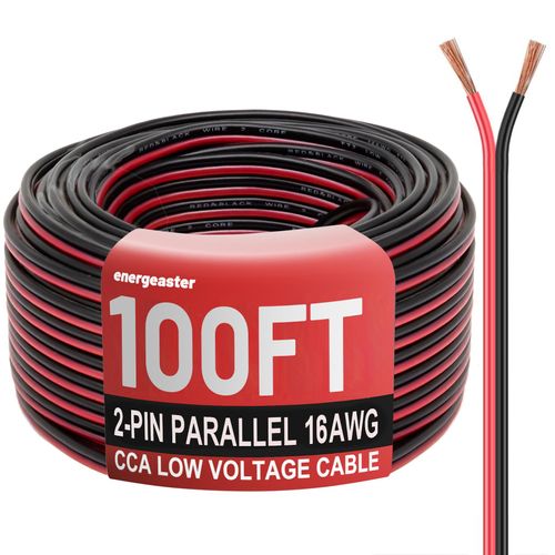 Energeaster 16 Gauge Wire, 16AWG Automotive Electrical Wire 100FT 2 Conductor Red Black 12V/24V DC Cable LED Strips Extension Wire for Light RC Car Speaker Wire