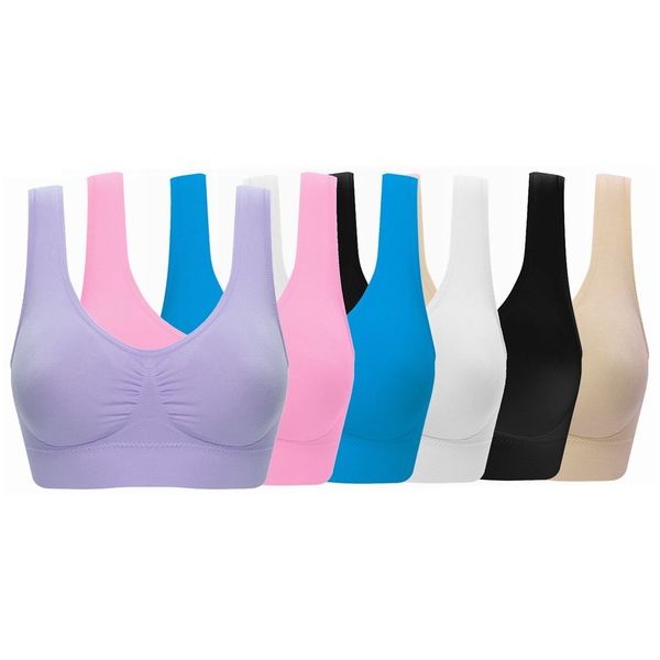 Women's Comfort Workout Sports Bra Low-Impact Activity Sleep Bras Pack of 6 XL