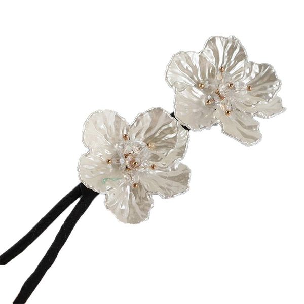 White Lazy Hair Dish Artifact Women Girl Braid Maintenance Ball Head Flower Hair Device Bud Head Shell Flower Bow Pearl Hair Pin Hair Accessories