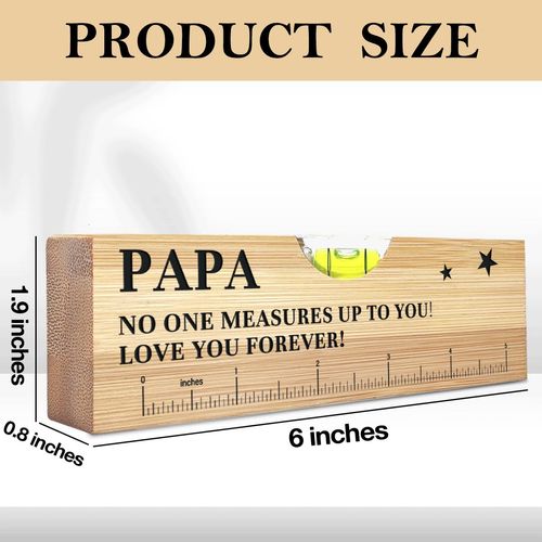 Fathers Day Birthday Gifts for Papa Dad from Daughter Son Wife Wooden Spirit Level Valentines Christmas Thank You Gifts Ideas for Daddy New Dad Grandpa Papa
