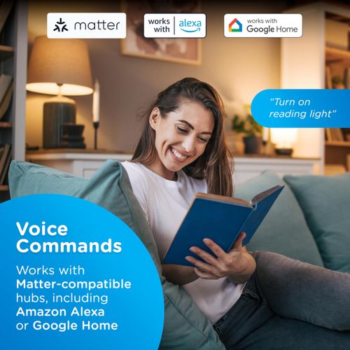 Enbrighten Vibe Smart Plug-in Outlet, Matter, 1 Polarized Outlet, Lighting Control, Includes Wireless Motion Sensor, No Hub Required, Compatible with Alexa, Google Home, White, 62721
