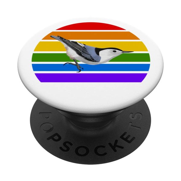 White-Breasted Nuthatch Rainbow Bird Birdwatcher Diversity PopSockets Swappable PopGrip