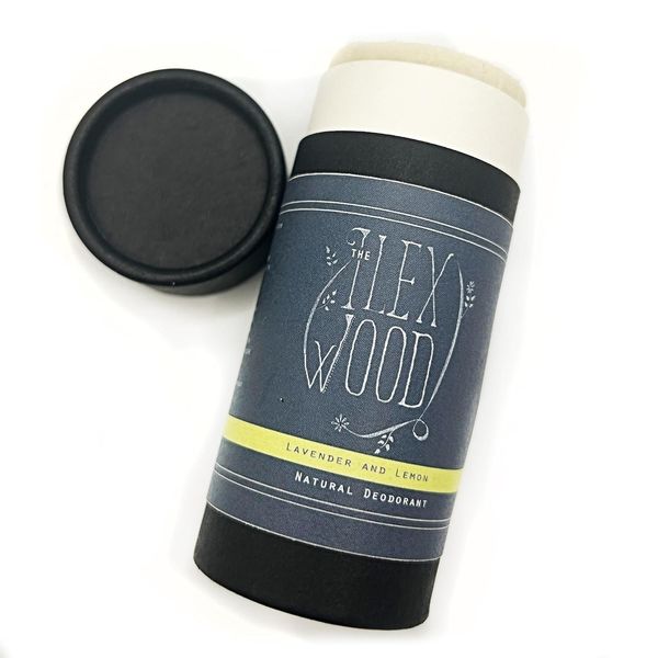 The Ilex Wood - Lavender and Lemon Natural Deodorant - 70ml. Natural Deo in Eco Friendly Cardboard Tube, Vegan, no Plastic, no Alcohol, no Toxins, no Aluminium Salts & Cruelty Free for Women & Men.