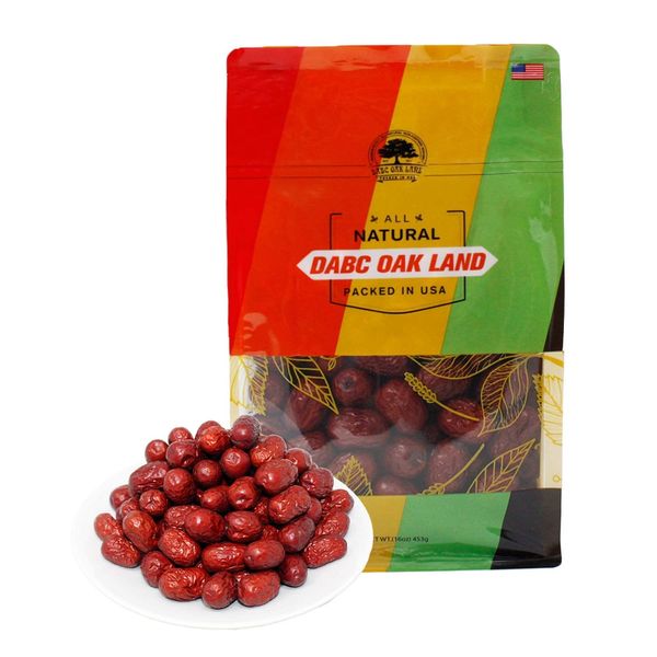 DABC OAK LAND Dried Dates, High Nutrition, High Vitamins, Red Dates, Snack Food, Dried Fruits, Sweet Red Jujube Packaged In USA.特级红枣 (1 Pound)