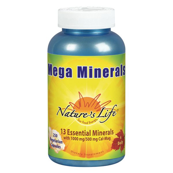 Nature's Life Mega Minerals Complex | Multi Mineral + Vitamin D | 250 VCaps