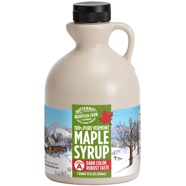 32 Fl Oz Grade A Dark Robust Maple Syrup Pure Vermont Non GMO Squeeze Bottle