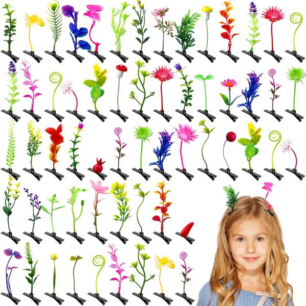 60 Pcs Bean Sprout Hair Clips,Mixed Style Plant Hairpins,Flower Plant Hairpins Hair Accessories for Women Girl School Home Party