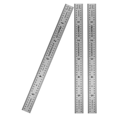 PEC Tools Flexible 6" 3R Stainless Steel Ruler Set of 3, Machinist Metal Ruler Scale with Markings 1/10, 1/50, 1/32 & 1/64, Made in USA