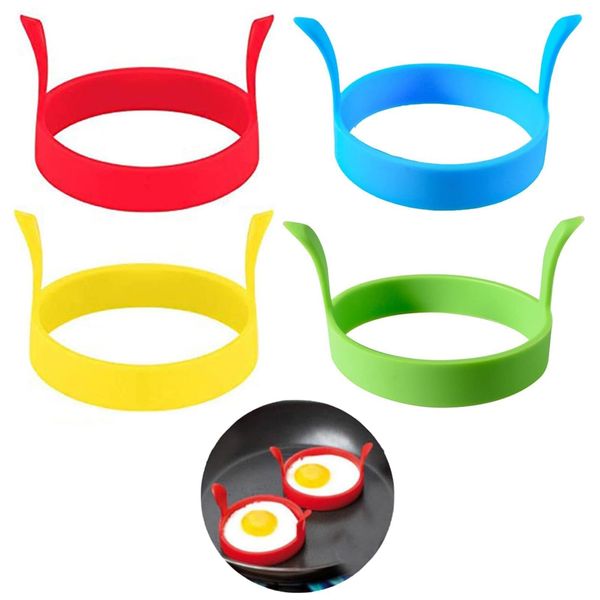 4 Pcs Silicone Egg Rings, 3.15 Inch Non Stick Fried Egg Moulds, Perfect Fried Eggs, Round Egg Ring, Mold Non-Stick Fried Egg Ring, Egg Cooking Rings, Heat-Resistant Pancake Handle Mould.