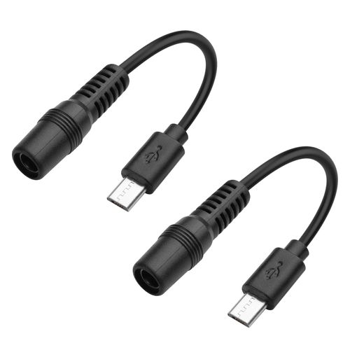 YAODHAOD DC 5.5mm x 2.1mm to Micro USB Power Cord, 5V 1A DC 5521 Female to USB Micro Male Plug Charging Cable for LED Desk Lamp, Small Fan Etc Other Micro USB Port Equipment (2Pcs)
