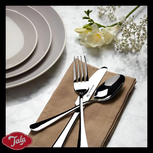 Tala Performance Set of 4 Stainless Steel Steak Knives, Sharp Serrated Edge, Rust and Stain Resistant, Non-Slip Grip, Dishwasher Safe with a Mirror Polish Dishwasher Safe with a Mirror Polish Finish