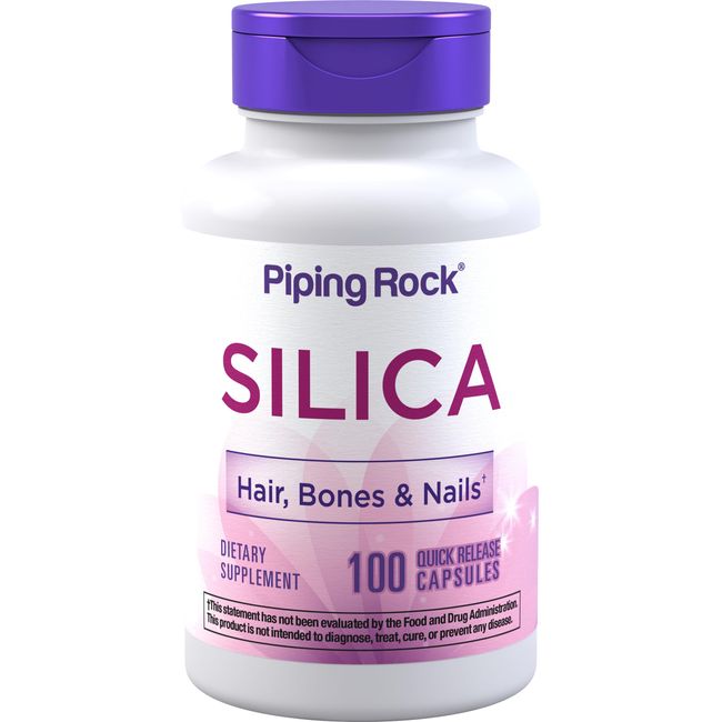 Silica Supplement 500mg | 100 Capsules | Horsetail Extract | Vitamins for Hair, Bones & Nails | Gluten Free, Non-GMO | by Piping Rock