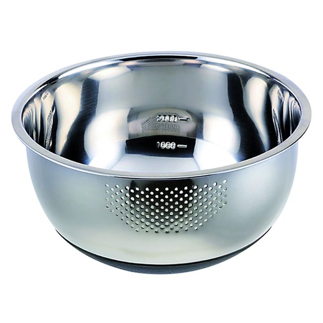 Pearl Metal HB-4138 Rice Sharpener Bowl, 9.4 inches (24 cm), Stainless Steel, Rubber Bottom at Aqua